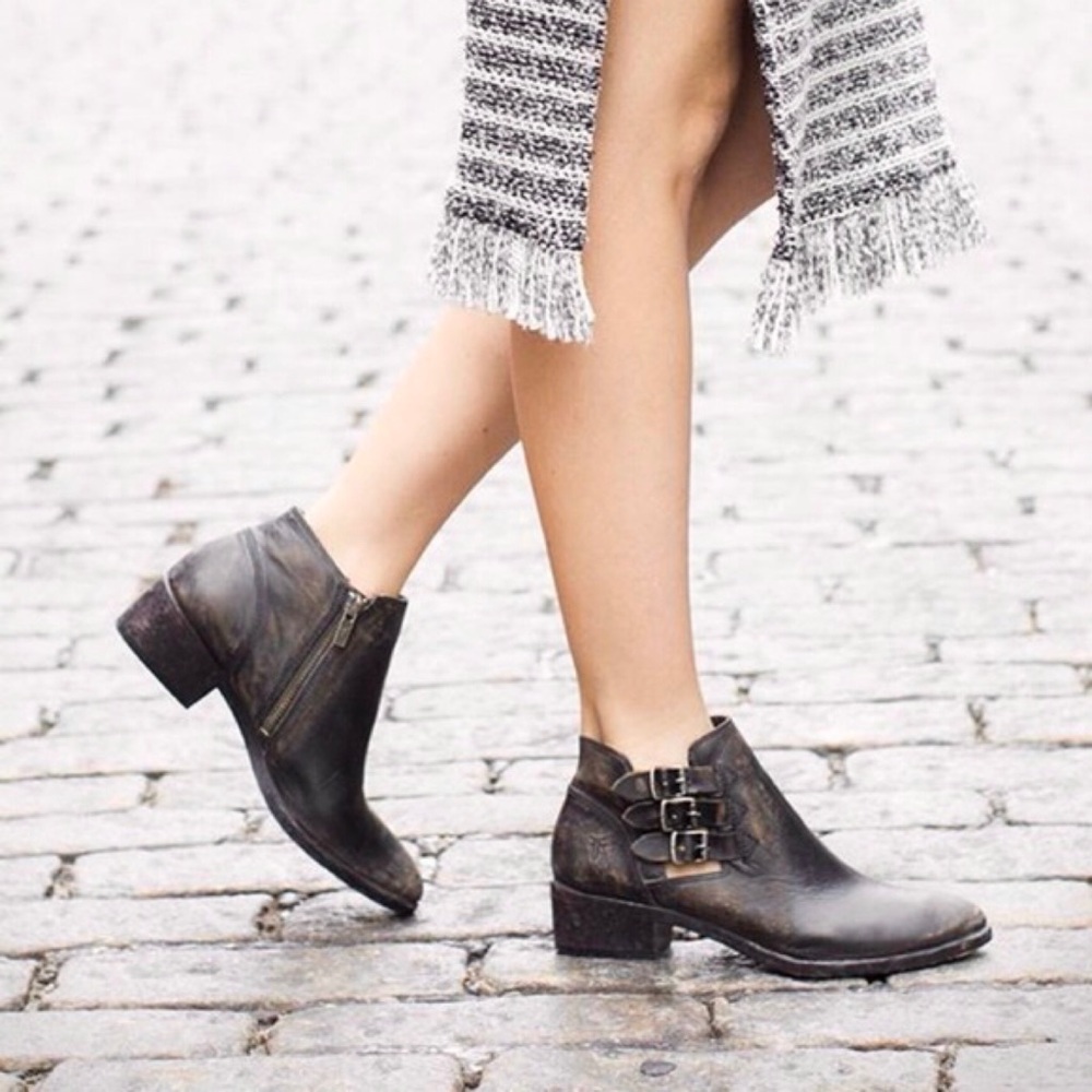 Frye Ray Vintage/Antique Belted Suede Ankle Bootie - Picture 2 of 16